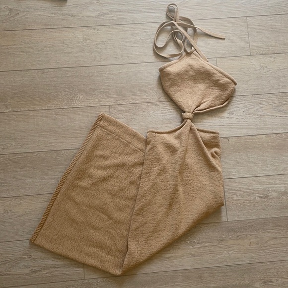 ❌SOLD❌Cult Gaia Cameron Knit Cutout Dress Tan Camel XS - Picture 5 of 16